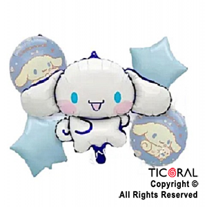 SET DE GLOBOS METALIZADO CINNAMOROLL 5 UNIDADES X 1
